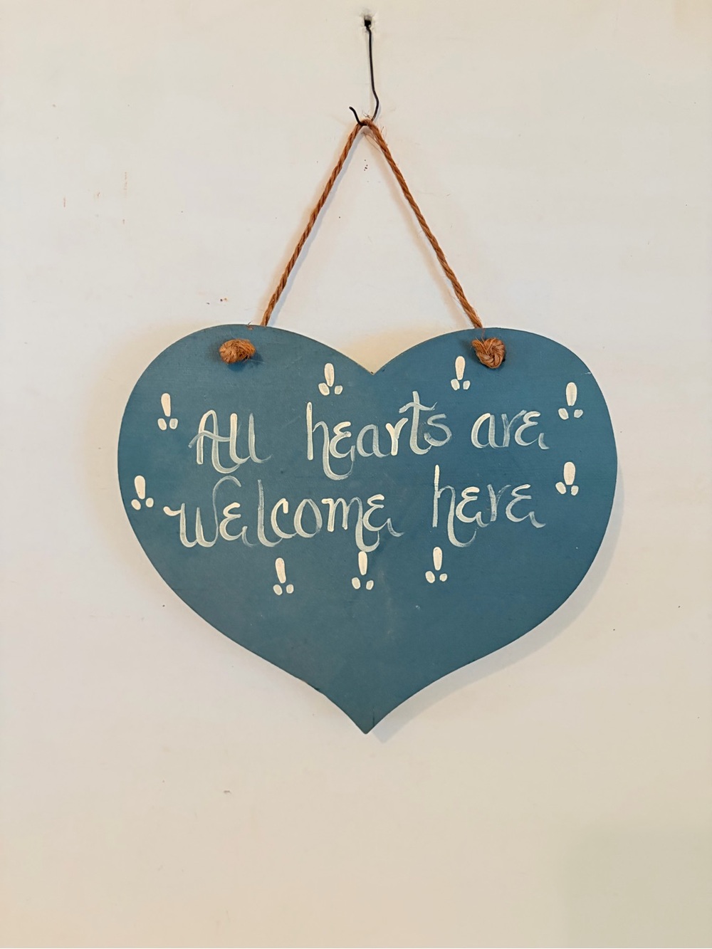 Vintage 1980s Country Blue Chunky Wood Cottagecore Wall Hanging Quote Plaque